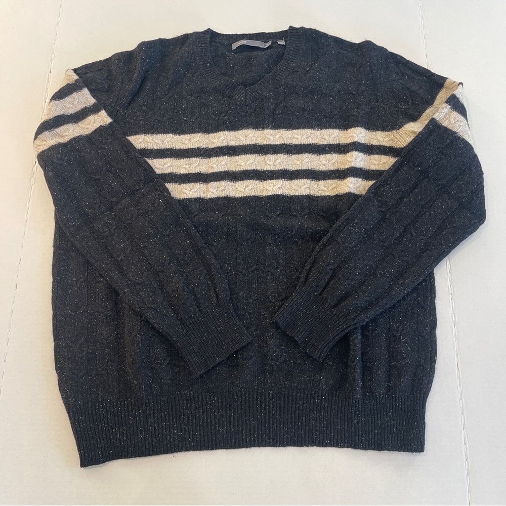 VINCE STRIPED CREWNECK SWEATER SIZE M WOOL